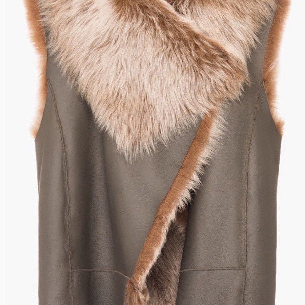 Veronica Beard Brown Fur Trim Vest